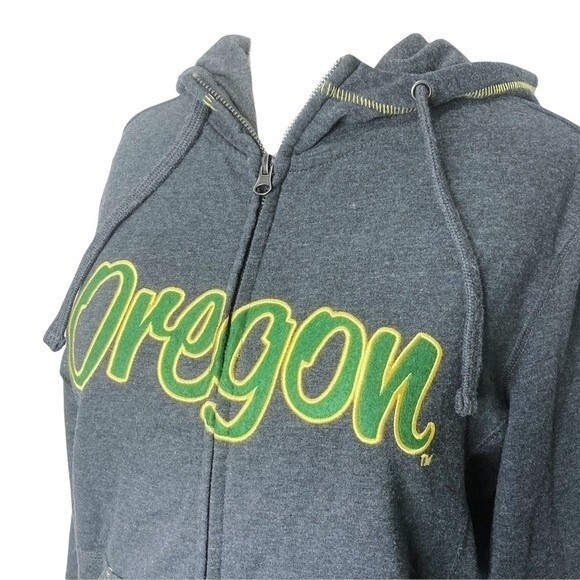 UO University of Oregon Ducks Hoodie S * Full Zip Hooded Sweatshirt Jacket Gray - Picture 2 of 6